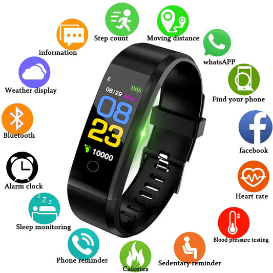 Unisex Smart Watch – Heart Rate & Blood Pressure Fitness Tracker Sport Watch