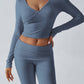 Yoga Wear Slim Fit Sports Knit Long Sleeve Pants Two-Piece Set