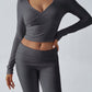 Yoga Wear Slim Fit Sports Knit Long Sleeve Pants Two-Piece Set